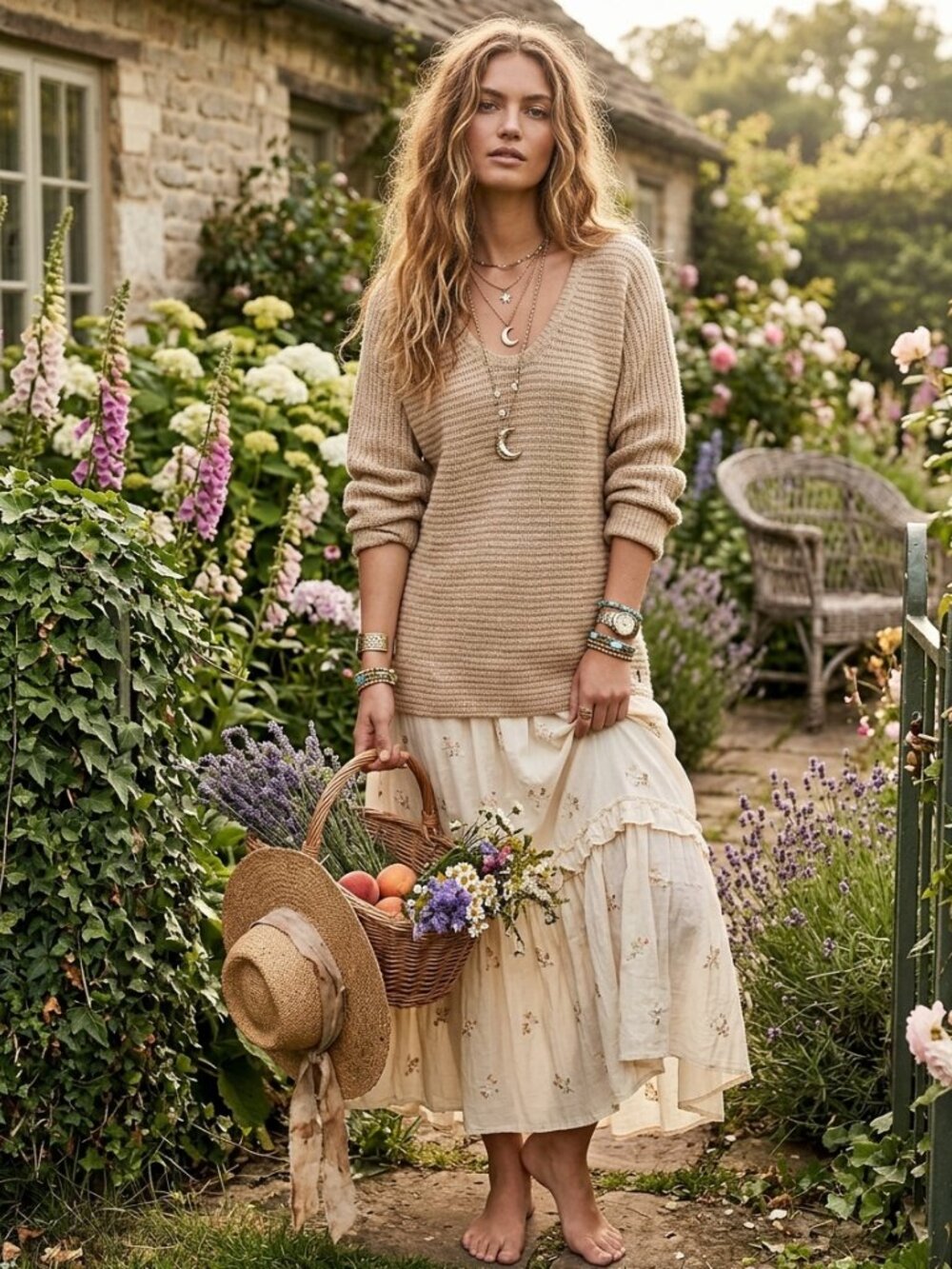 Faconnable France Beige‎ Camel Hair Scoop Neck Knit Sweater Medium
